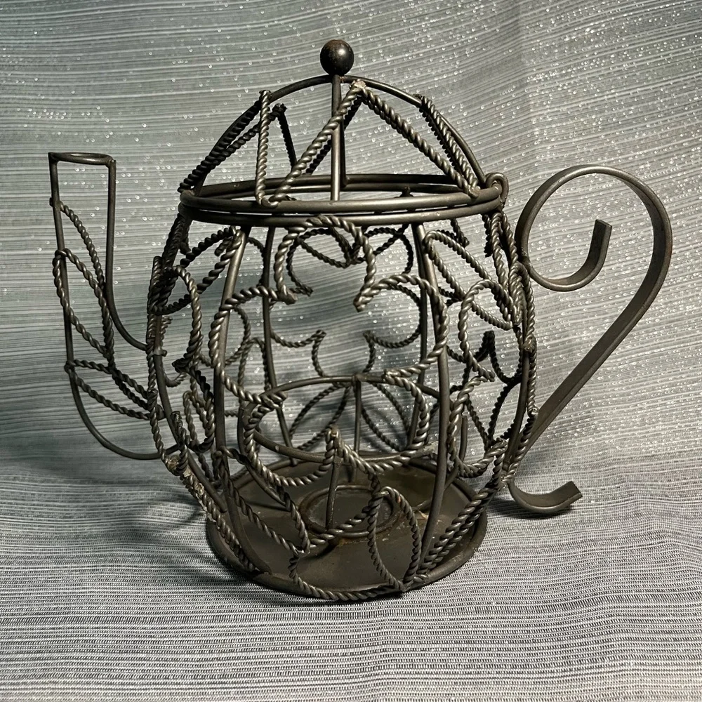 Vintage Metal Teapot Candleholder Farmhouse Ornate - Picture 1 of 7